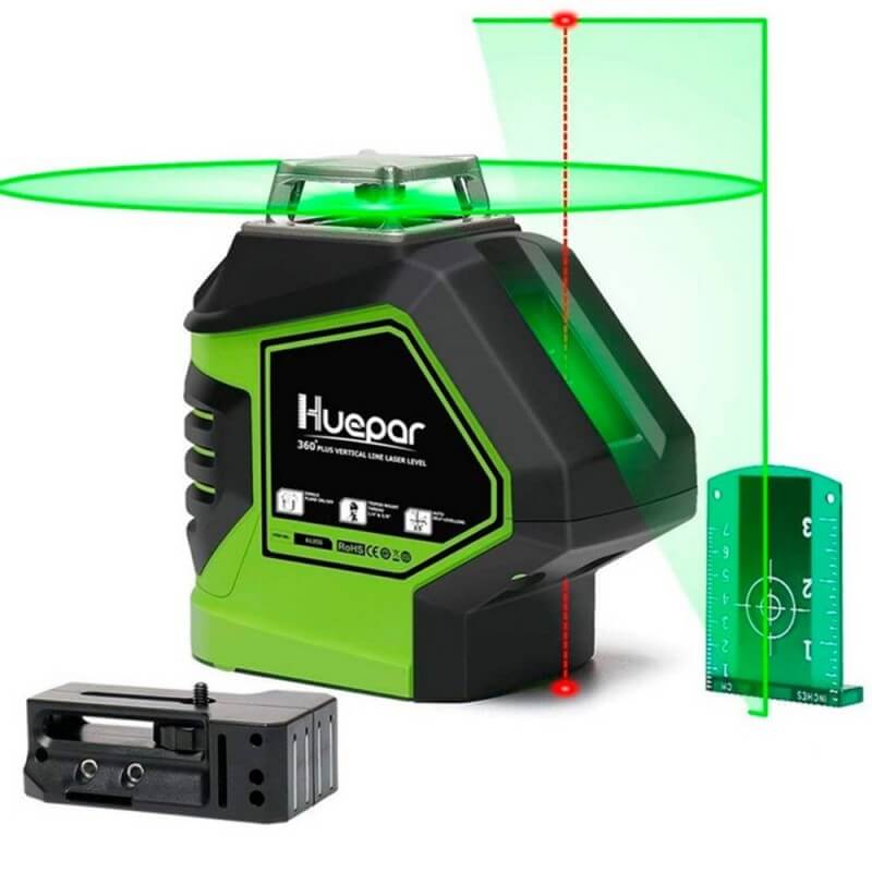 Nivel láser verde líneas y puntos 180° grados Huepar 621CG – Mundo  Constructor