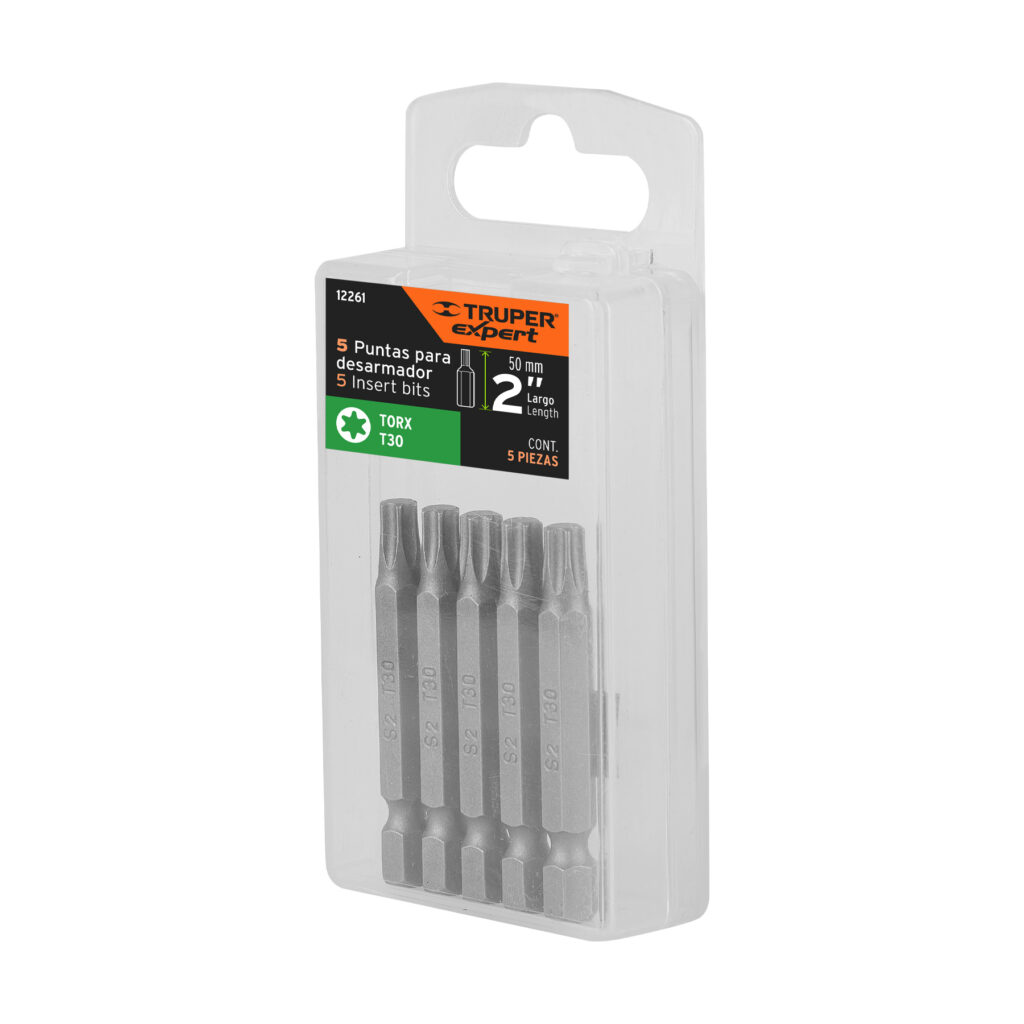 Estuche con 5 puntas torx T30 largo 2″, Truper Expert PUDE-5230 12261 ...
