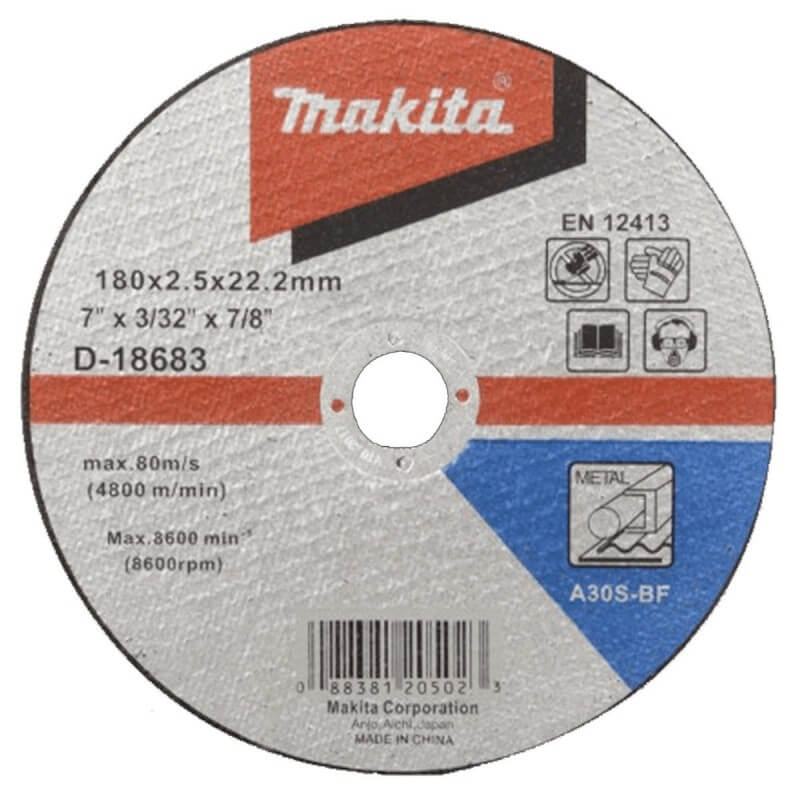 Disco abrasivo corte metal 7″ x 2.5mm (A30S-BF) Makita D-18683 – Mundo ...